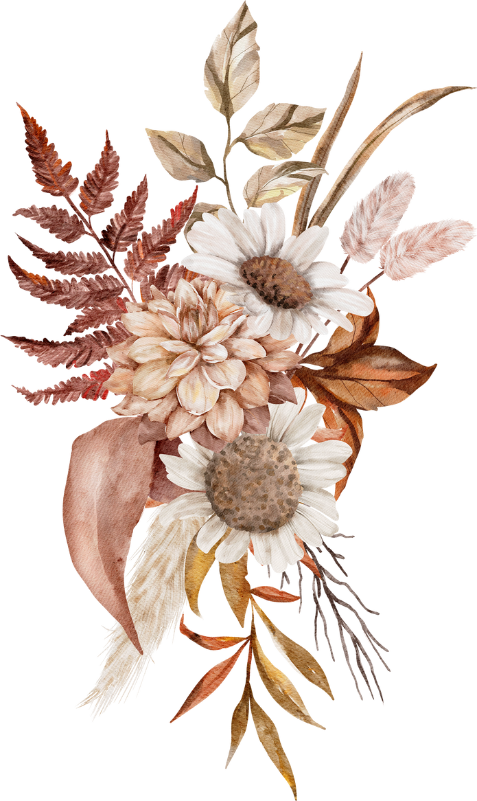Vintage Autumn Flower Bouquets watercolor