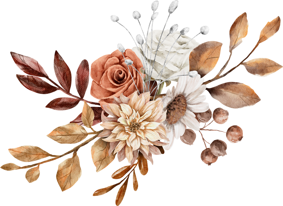 Vintage Autumn Flower Bouquets watercolor