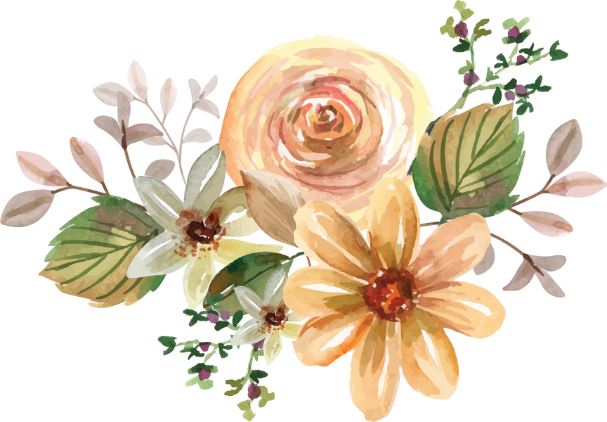 Beige Roses Watercolor Floral Bouquet