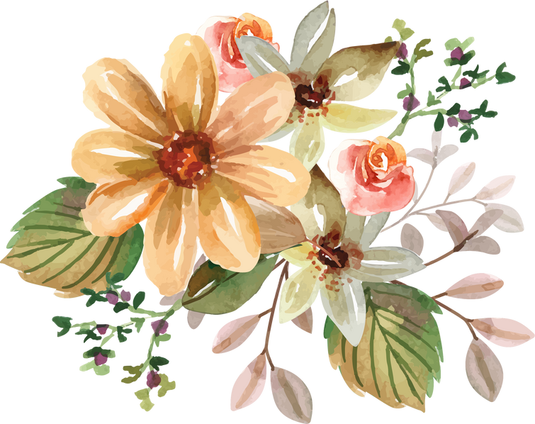 Beige Roses Watercolor Floral Bouquet