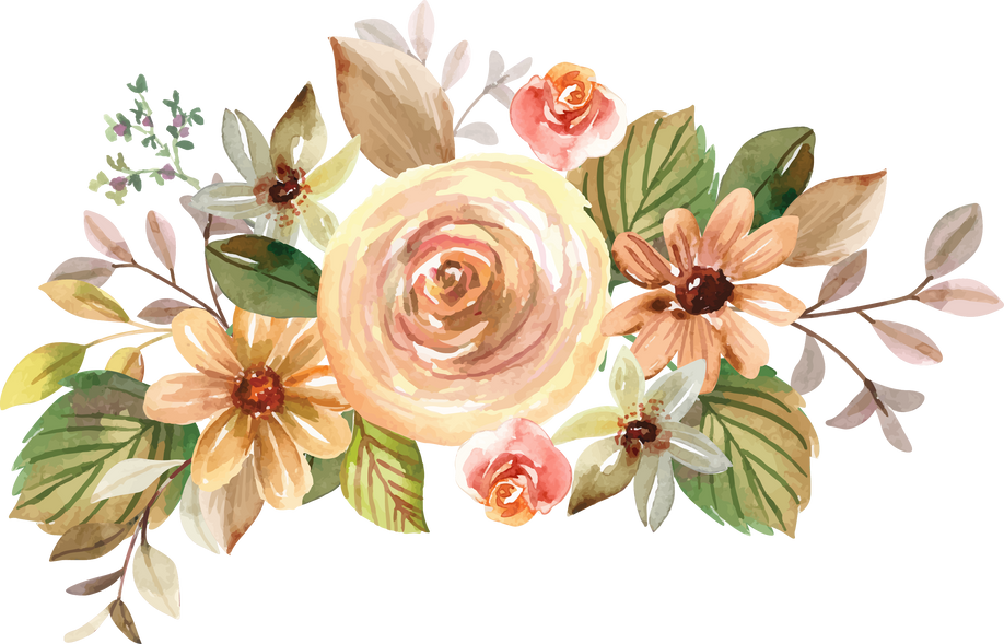 Beige Roses Watercolor Floral Bouquet